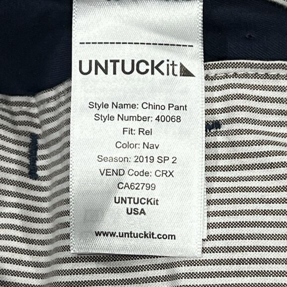 UNTUCKit Relaxed Fit Men Cotton Navy Blue Casual Chino Khaki Pants Size 38X31 - Picture 9 of 14